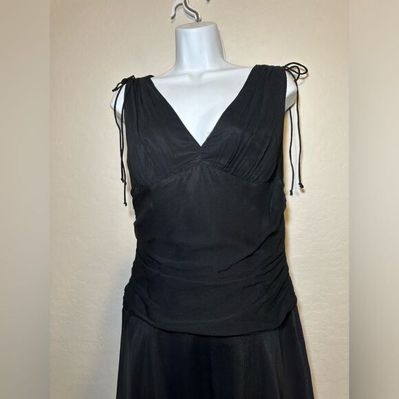 VTG Y2K Express Black Silk Mini Party Dress whimsygoth Goth Fairycore 2000’s 8 - Picture 7 of 10